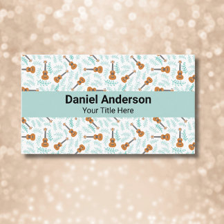 Tarjeta De Visita Turquois Ukulele Business Card Guitar and Uke