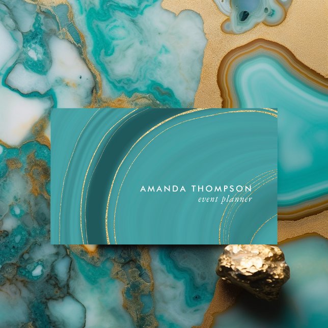 Tarjeta de visita Turquoise and Gold Agate (Subido por el creador)