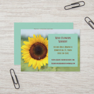 Tarjeta De Visita Turquoise Gardener Landscaper Florist Sunflower