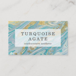 Tarjeta De Visita Turquoise & Gold Agate Geode Marble Swirl