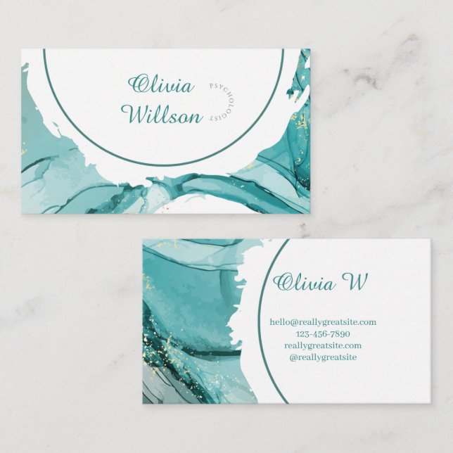 Tarjeta De Visita Turquoise Green Business Card (Anverso / Reverso)