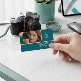 Tarjeta De Visita Turquoise Modern Photo Photographer