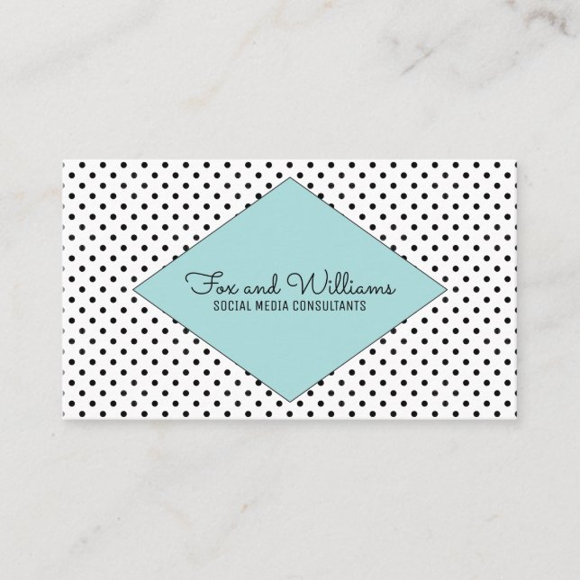 Tarjeta de visita Turquoise Modern Polka Dots (Anverso)