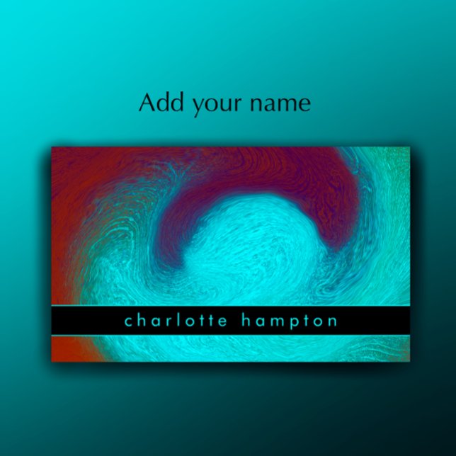 Tarjeta De Visita Turquoise Modern Unique Cool Groovy Custom (Personalize this business card template. Unique modern turquoise swirl. Custom colorful calling card)