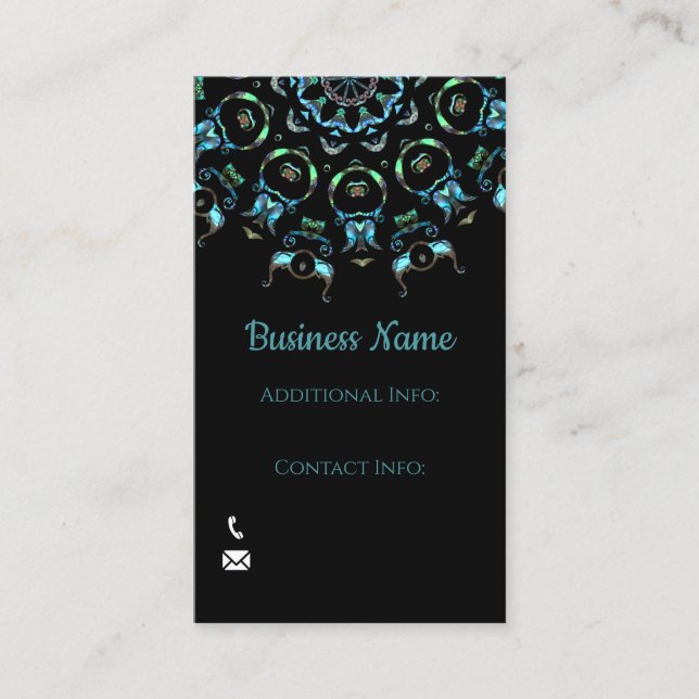 Tarjeta de visita Turquoise Pearl Mandala 2 (Anverso)