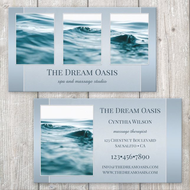 Tarjeta De Visita Tus fotos Dream Blue Spa Massage (Subido por el creador)