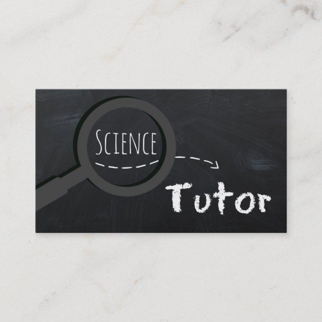 Tarjeta De Visita Tutor de ciencias blancas negras Chalkboard (Anverso)