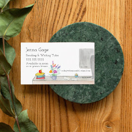 Tarjeta De Visita Tutor de escritura en la mesa del profesor de acua