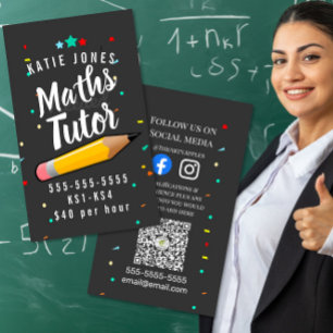 Tarjeta De Visita tutor de inglés de matemáticas aprendizaje en casa