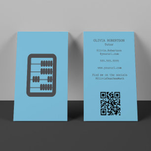 Tarjeta De Visita Tutor de Matemáticas Contador de Ábaco Vintage Azu