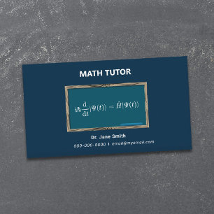 Tarjeta De Visita Tutor de matemáticas de chalkboard y ecuaciones az