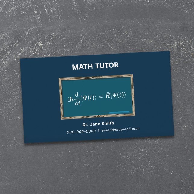Tarjeta De Visita Tutor de matemáticas de chalkboard y ecuaciones az (Chalkboard & Equation Math Tutor Dark Blue Business Card)
