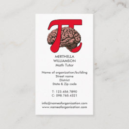 Tarjeta De Visita TUTOR DE MATEMÁTICAS Pi Cerebro Matemáticas