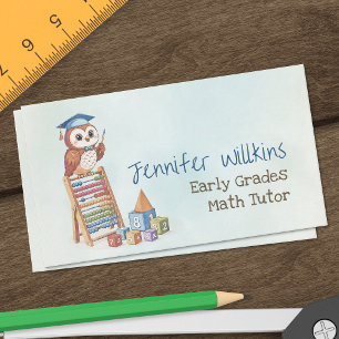 Tarjeta De Visita Tutor de matemáticas privado - Primeras notas, ele