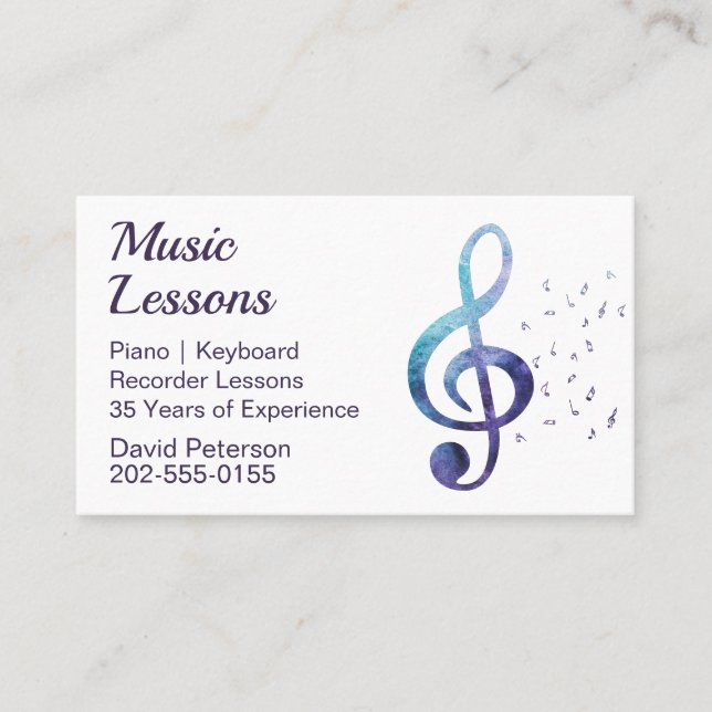 Tarjeta De Visita Tutor de música Piano Tuition (Anverso)
