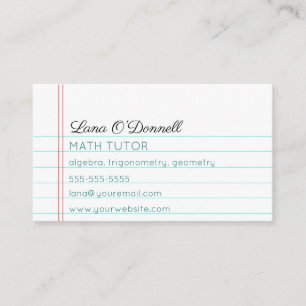 Tarjeta De Visita Tutor de papel portátil en línea editable