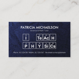 Tarjeta De Visita Tutor de tabla periódica "I Teach Physics" de Gru