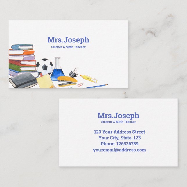 Tarjeta De Visita Tutor privado acuarela (Anverso / Reverso)