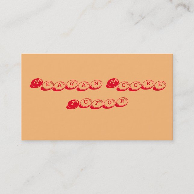 Tarjeta De Visita Tutor Rojo y Melocotón (Anverso)