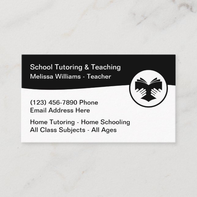 Tarjeta De Visita Tutoría de profesores de escuela de casa (Anverso)