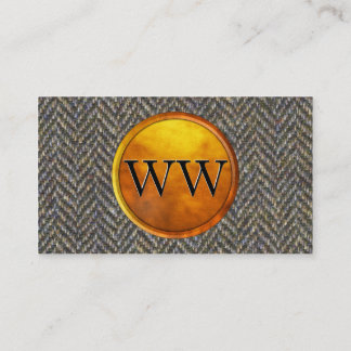 Tarjeta De Visita Tweed de la raspa de arenque, latón y monograma