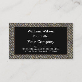 Tarjeta De Visita Tweed de la raspa de arenque, latón y monograma