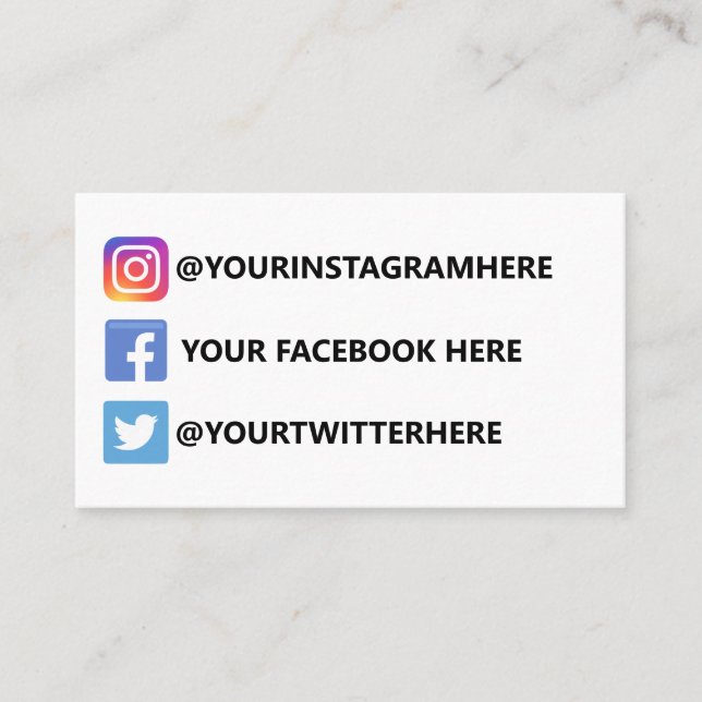 Tarjeta De Visita Twitter en Instagram (Anverso)