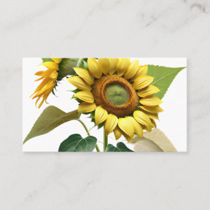 Tarjeta De Visita Two Vibrant Sunflowers with Lush Green Leaves