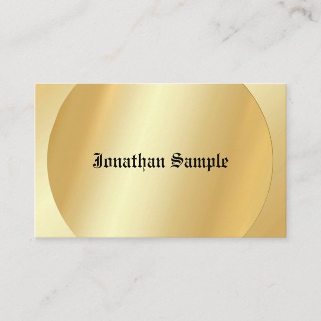 Tarjeta De Visita Typografía Glamorosa Faux Gold Template Old Text (Anverso)