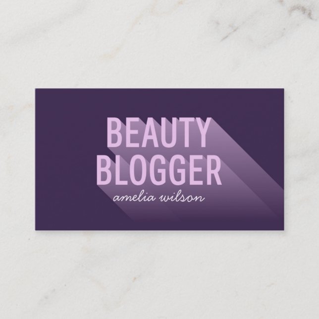 Tarjeta De Visita Typografía Lavender moderno Blogger de belleza púr (Anverso)