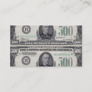 Tarjeta De Visita U.S. Nota de quinientos estrellas