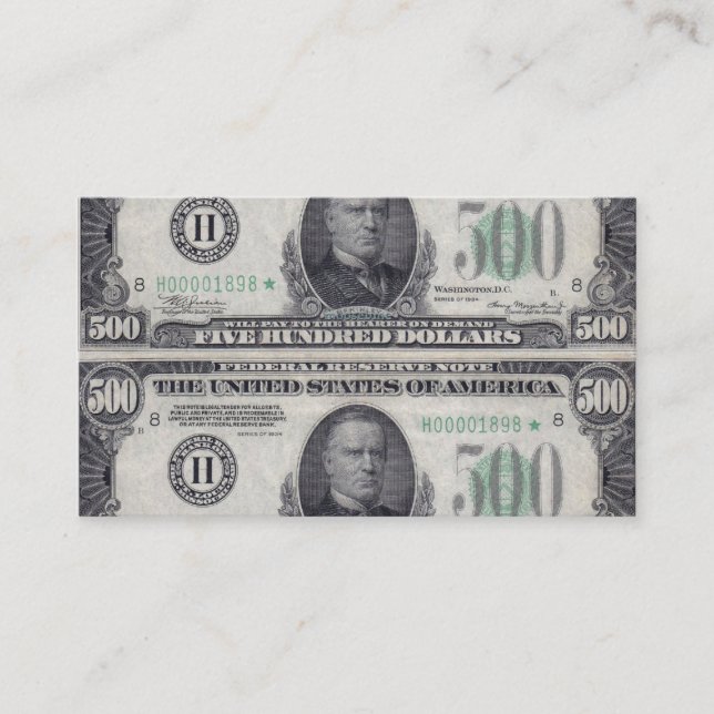 Tarjeta De Visita U.S. Nota de quinientos estrellas (Anverso)