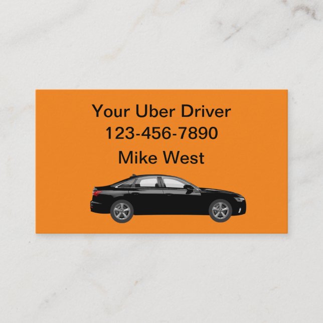 Tarjeta De Visita Uber Driver Bold Simple Business Cards (Anverso)