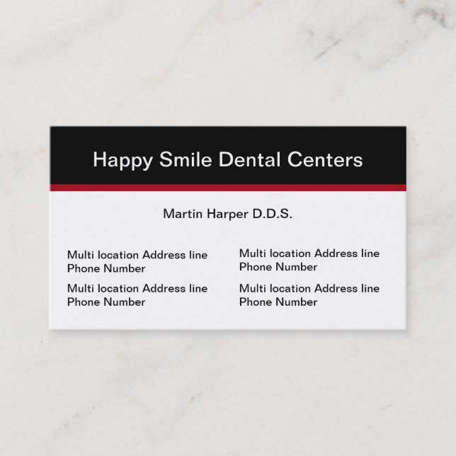 Tarjeta De Visita Ubicación del múltiplo de la oficina del dentista (Anverso)