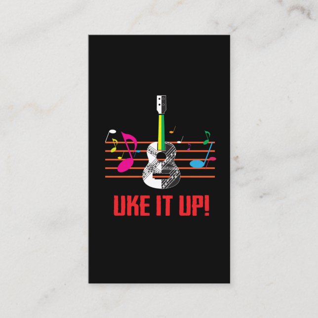 Tarjeta De Visita ¡Uke él PARA ARRIBA con las notas musicales! (Anverso)