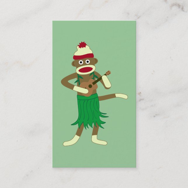 Tarjeta De Visita Ukulele del mono del calcetín (Anverso)