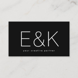 Tarjeta De Visita Ultra Moderno Skinny Gran Monograma Negro Único