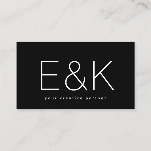 Tarjeta De Visita Ultra Moderno Skinny Gran Monograma Negro Único (Anverso)