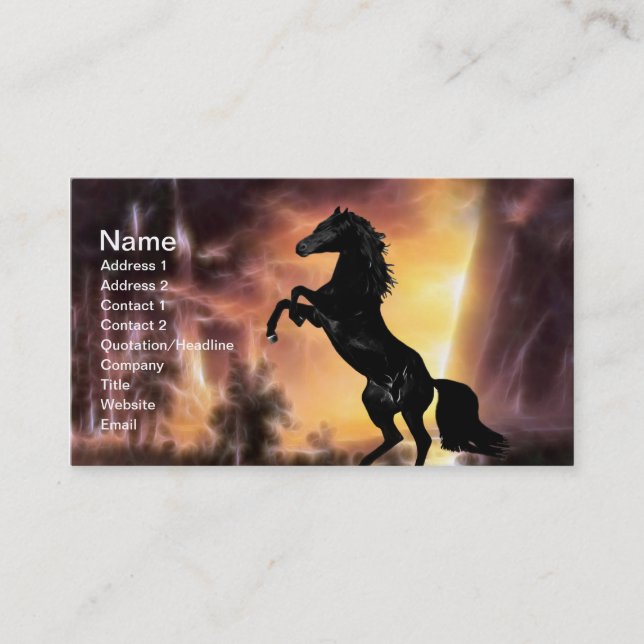 Tarjeta De Visita Un caballo de Stallion frisón criando (Anverso)