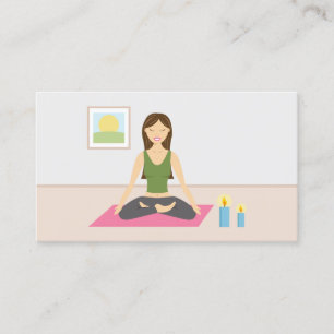 Tarjeta De Visita Un Chica Agradable Haciendo Yoga En Una Habitación