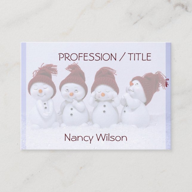 Tarjeta De Visita Un cuarteto de muñecos de nieve (Anverso)