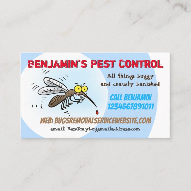 Tarjeta De Visita Un curioso negocio de control de plagas de mosquit (Anverso)