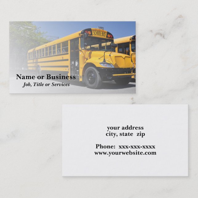 Tarjeta De Visita un gran autobús escolar amarillo (Anverso / Reverso)