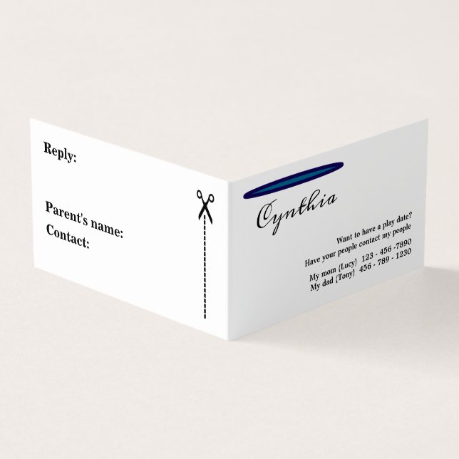 Tarjeta De Visita Un juego simple pero elegante para niños (Exterior)