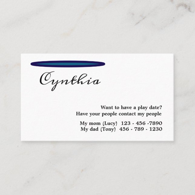 Tarjeta De Visita Un juego simple pero elegante para niños (Anverso)