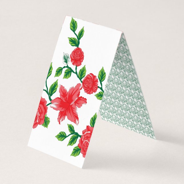 Tarjeta De Visita un montón de flores rojas sobre un fondo blanco (Reverso)