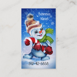 Tarjeta De Visita Un muñeco de nieve festivo    
