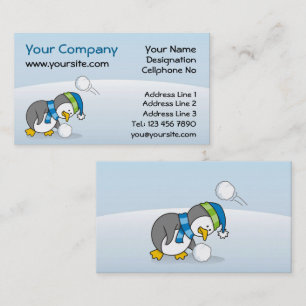 Tarjeta De Visita Un pingüino con una bola de nieve