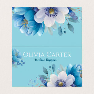 Tarjeta De Visita un ramo de flores de estilo sereno acuático.