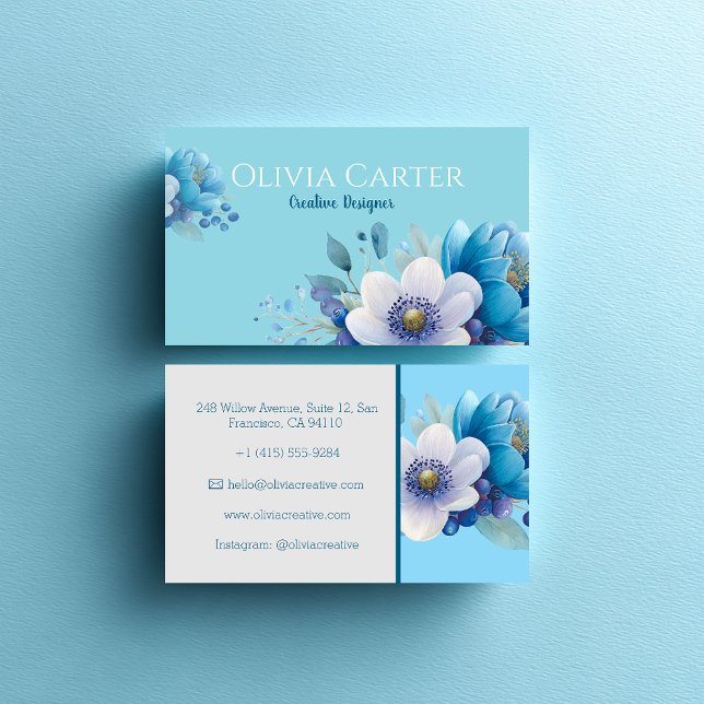 Tarjeta De Visita un ramo de flores de estilo sereno acuático. (Subido por el creador)